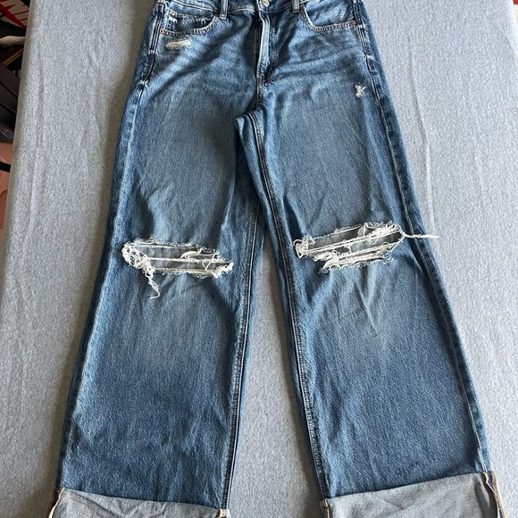 American Eagle Outfitters Denim - American Eagle Outfitters Blue Flare Wide Leg Jeans